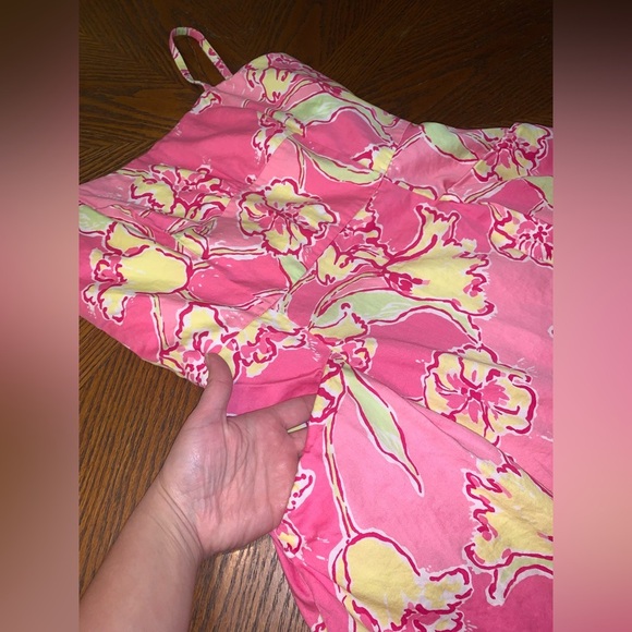 Lilly Pulitzer Hotty Pink Day Floral Beach Sundress Pockets Strapless 2 - Picture 12 of 14
